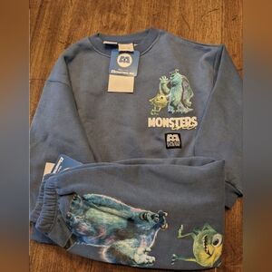 Disney Monsters Inc Blue Sweatshirt Outfit Set Size 5 Nwt